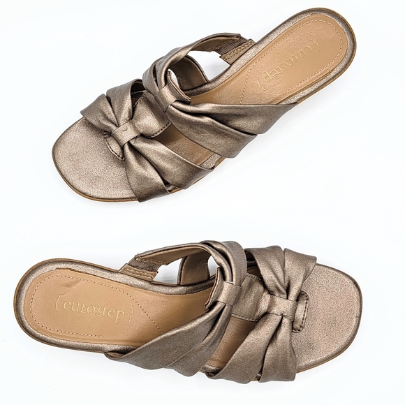 Eurostep Sheridan Metallic Low Wedge Leather Sandals Size 7 - Picture 13 of 14